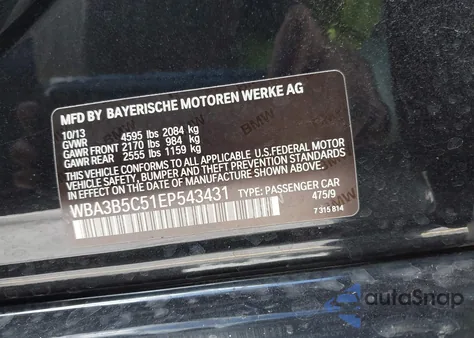 2014 BMW 328I xDrive from USA, damaged, VIN WBA3B5C51EP543431